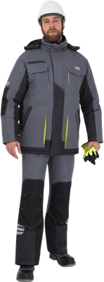Куртка ЭДВАНС зимняя, серый-т.серый-лимонная отделка - фото 5031