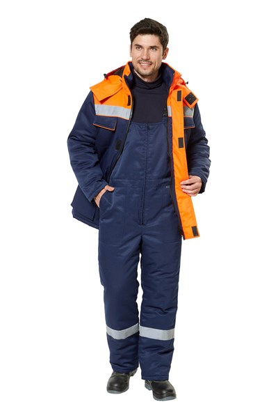 Костюм рабочий мужской зимний "Балтимор" цвет темно-синий/оранжевый - фото 5944